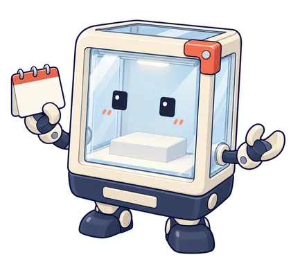 ケースケ：透明な展示ケースのロボット