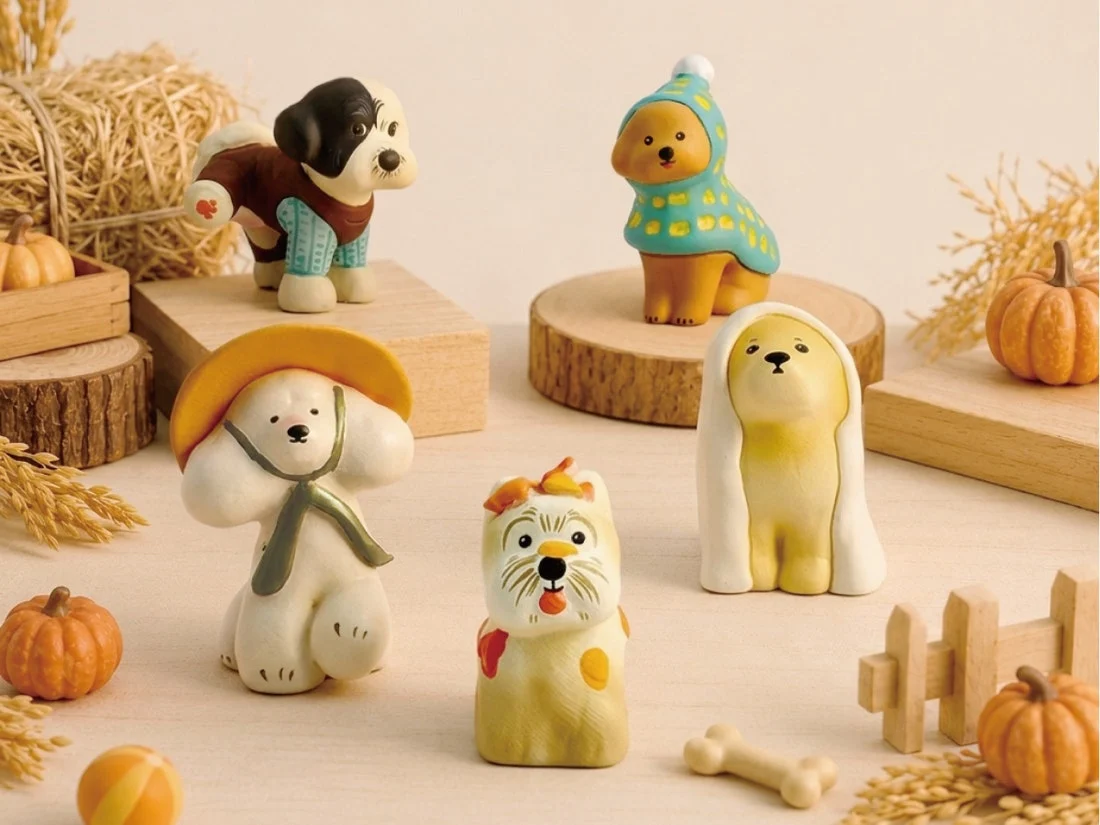 facaierr かわいい秋の犬たち チャームになるフィギュア