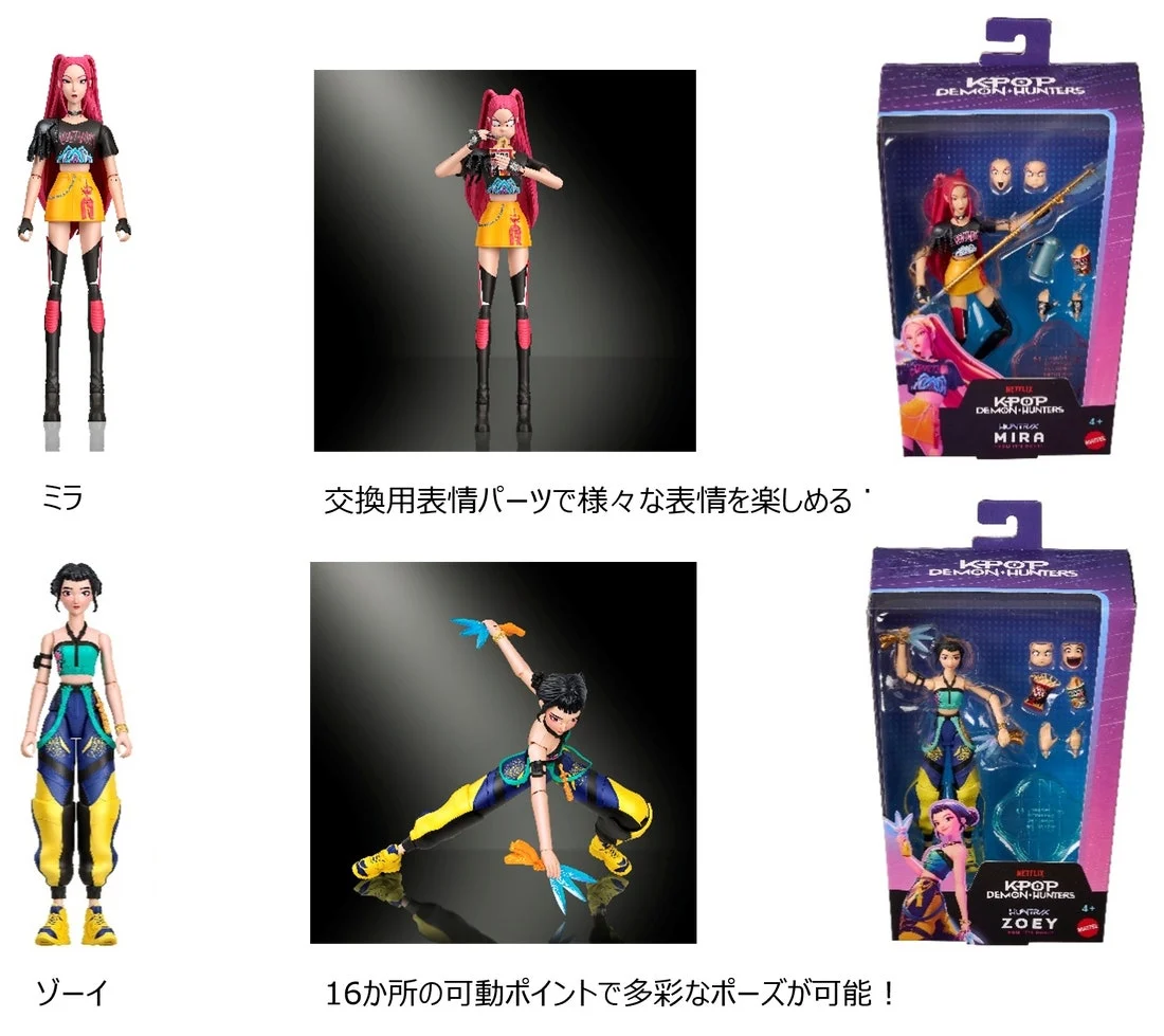 単品ミラ（上・JRY31）とゾーイ（下・JRY32）の見本。別売商品で、2体セットの写真ではありません。